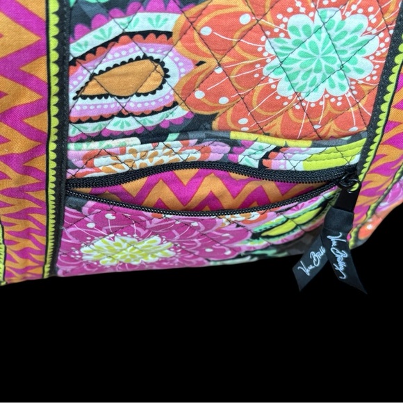 Vera Bradley Ziggy Zinnia Crossbody Purse Pink Orange Floral Chevron Retired - Picture 4 of 12